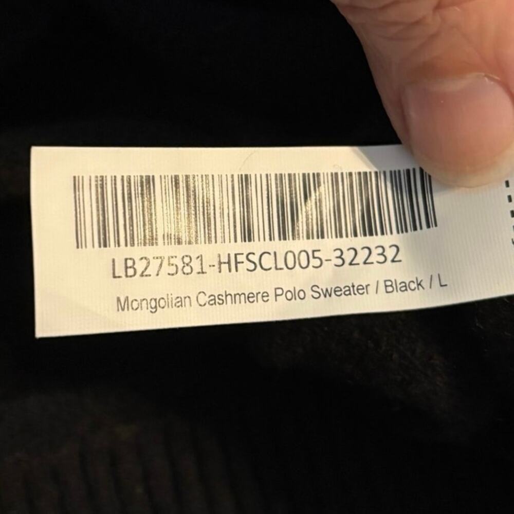 Quince Size L Mongolian Cashmere Polo Sweater Black - Picture 6 of 6